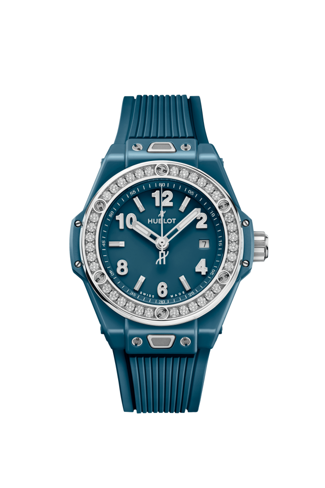 One Click Petrol Blue Ceramic Diamonds 33mm